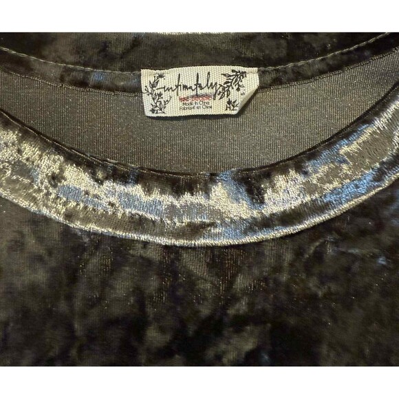 Free People Intimately Moss Green Velvet Short Sleeve Babydoll Shirt Top Tee S - Picture 4 of 5